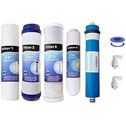 Osmosis Inversa Metales Pesados Depurtek | Kit Ahorro Osmosis Inversa con Membrana 50 GPD + 4 Filtros | Compatible con MOON | Ionfilter Advance | Hidrosalud | Elimina Sólidos, Cloro, Metales Pesados | Depuración