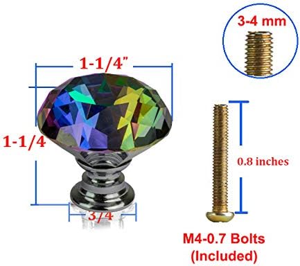 25 pcs Crystal Colorful Glass Drawer Pulls 30 mm Decorative Knobs for Kitchen Bathroom Cabinet, Dresser and Cupboard by DeElf