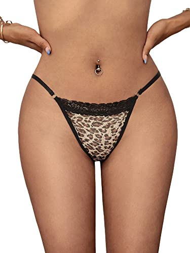 Soly Hux Women's Sexy Cut Out Mesh Thongs Underwear Panties Multi Leopard L #TOP30