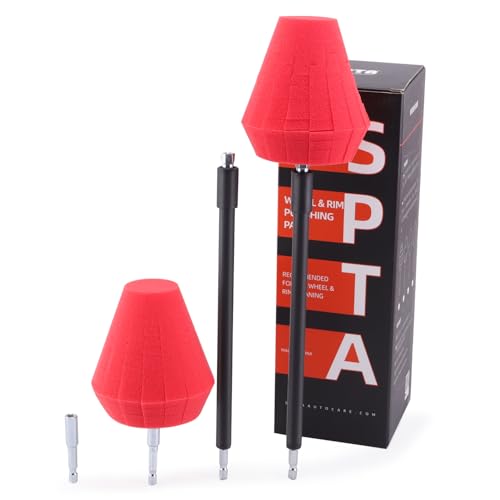 SPTA Metal Polishing Tool, Auto Cone Metal Polish Buffing Polishing Ball, Drill Buffing Sponge Pads Buffing Wheel for Drill Foam, Sponge Buffing for Automotive Car Wheel Hub Care