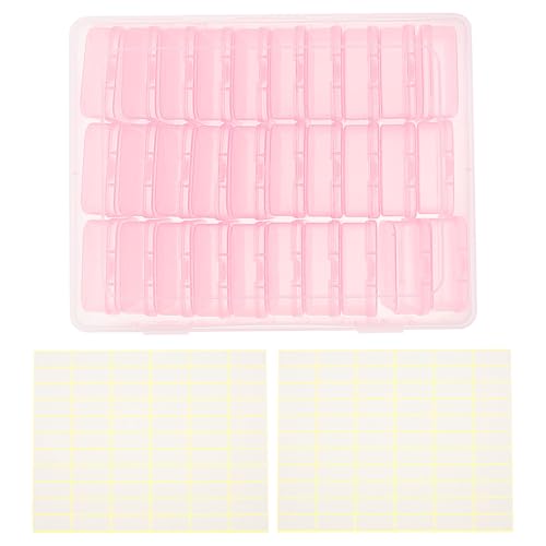 Kandishiex US Bead Organizer Box Plastic Bead Storage Container Portable Small Bead Storage Box with 132 Labels Bead Storage Case Bead Organizer Container for Holding Necklace Bracelet Earring(Pink)