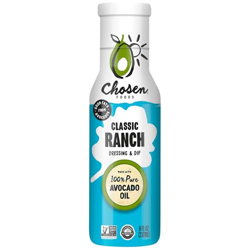 Chosen Foods Avocado Oil-Based Ranch Salad Dressing And Marinade, Keto Diet Friendly, Gluten & Dairy Free, Low-Carb Sauce (8 Oz)