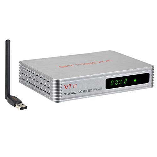 GTMEDIA V7 TT Decodificador TDT HD DVB-T/T2 Decodificador de TV por Terrestre Receptor de TV por Cable con Antena WiFi Soporte USB PV/1080P/ H.265 Youtube/ Multi PLP
