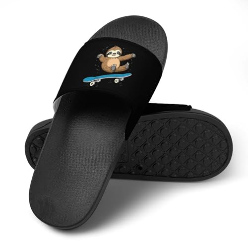 Sloth Riding Skateboard Non Slip Slides Sandals for Women Men Quick Drying Shower Shoes for Bathroom Pool Beach4