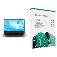 HUAWEI MateBook D 15, Intel Core i5-10210U, 8GB RAM, 512GB SSD, 15,6 Zoll Laptop, 108 + Microsoft Office 365 Family | Box