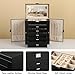 Frebeauty Large Jewelry Box,6-Tier PU Leather Jewelry Organizer,Multi-functional Storage Case with Mirror,Accessories Holder with 5 Drawers for Necklace Bracelets Watches(Black)