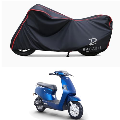 Image of Waterproof Bike Body Cover Compatible for | BGa B8 Lithium Ion | Taffeta Fabric, Red Piping Design, Bottom Elastic Fit | Dustproof, Sun UV & Rain Protection for All Bikes