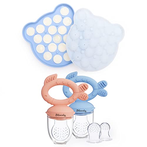 Image of Silicone Baby Food Mold, Breastmilk Fruits Feeder,BPA Free Blue