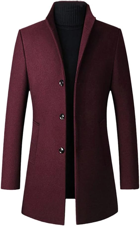 Winter Wool Jackets Men Wool Blends Casual Slim Outwear Black Wool Long Trench Coat