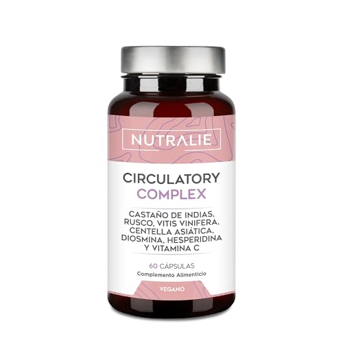 Circulación Complex 1330mg - Diosmina Hesperidina Vid Roja - Circulación Piernas Pesadas - Castaño Indias Centella Asiática Rusco Vitamina C - 60 Cápsulas Nutralie