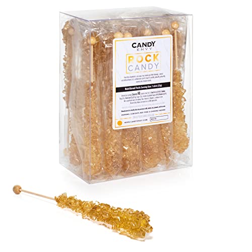 Gold Rock Candy Crystal Sticks - Original Sugar Flavored - 24 Indiv. Wrapped #TOP21