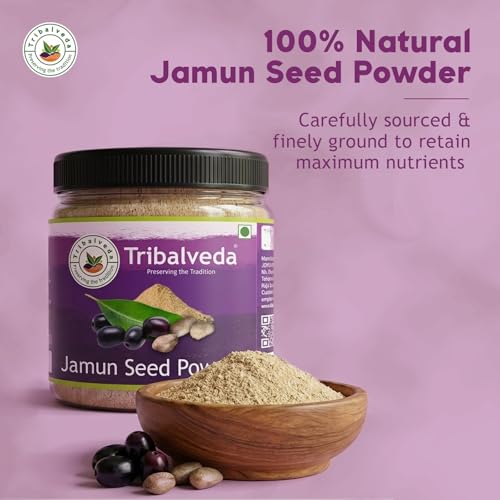 Image of Tribalveda Jamun Seed Powder 250g Each - Pack of 2 (500g Total) | As Seen on Shark Tank | Blood Sugar Support Supplement
