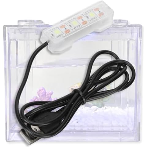 HuGuWdy Small Fish Tank Light,LED Aquarium Light 0.6W 5V 2.4x0.8 Inch 1m USB Cable with Double Sided Tape, Small Aquarium Light Fish Tank Lamp for Small Aquarium or Office Desk Fish Tank Cover