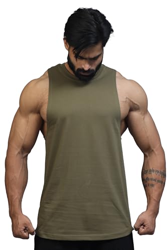 Image of JUARI BE A GENTLEMAN Men's Supper Combed Narrow Shoulder Gold Finish Sleeveless Deep Arm Cut Cotton Vest