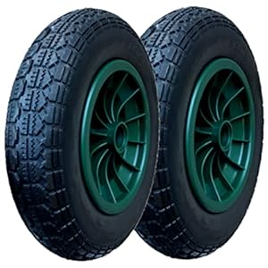 SYTZTOOLS 14 “PACK VAN 2 GROEN SOLID PUNCTURE PROOF 3.50-8 WIELBARROW WIEL 12MM LAGERS