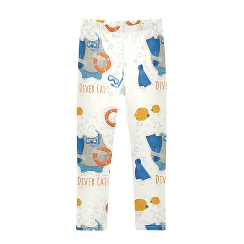 Girls Leggings Cat Diver Wearing Mask Toddler Girls Clothes Leggings for Girls Toddler Girls Leggings 3-4T