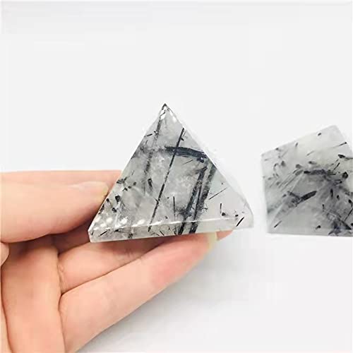 1 Piramide di Cristallo di Quarzo rutilato al Quarzo Nero Naturale da 50 mm DINZHHENGYIN