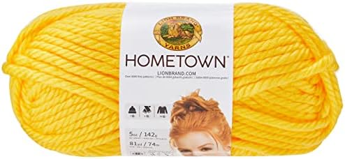 Lion Brand Yarn Hometown Yarn, Bulky Yarn, Yarn for Knitting and Crocheting, 1-Pack, Pittsburgh Yellow