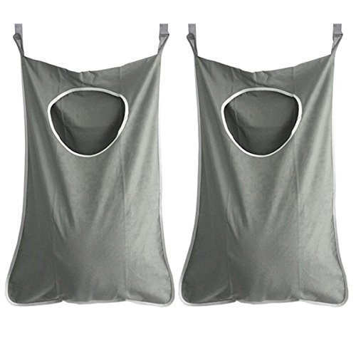 BESTOMZ 2pcs Sac à Linge Sale à Suspendre en Oxford Sac de Rangement Suspendu Porte pour Placard Dortoir Chambre Salle de Bain (Gris foncé)