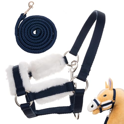 Licol pour hobby horse de haute qualité en bleu avec mousqueton