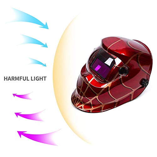 OHMOTOR Automatik Schweißhelm großes Sichtfeld Solar Schweissmaske Automatikhelm für MIG/MAG/TIG/Schleifen/Lichtbogenschweißen/Plasma schneiden-CE/RoHS Zertifiziert (Rote Spinne) - Image 5