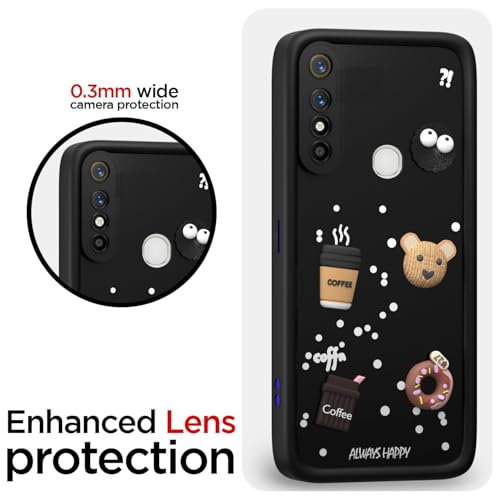 Image of Bintage Cute Fun Taddy| 3D Ball Bear| Donut| Coffee Rubber Case Full Body & Camera Protection Back Cover Compatible for Infinix Hot 8 - Black