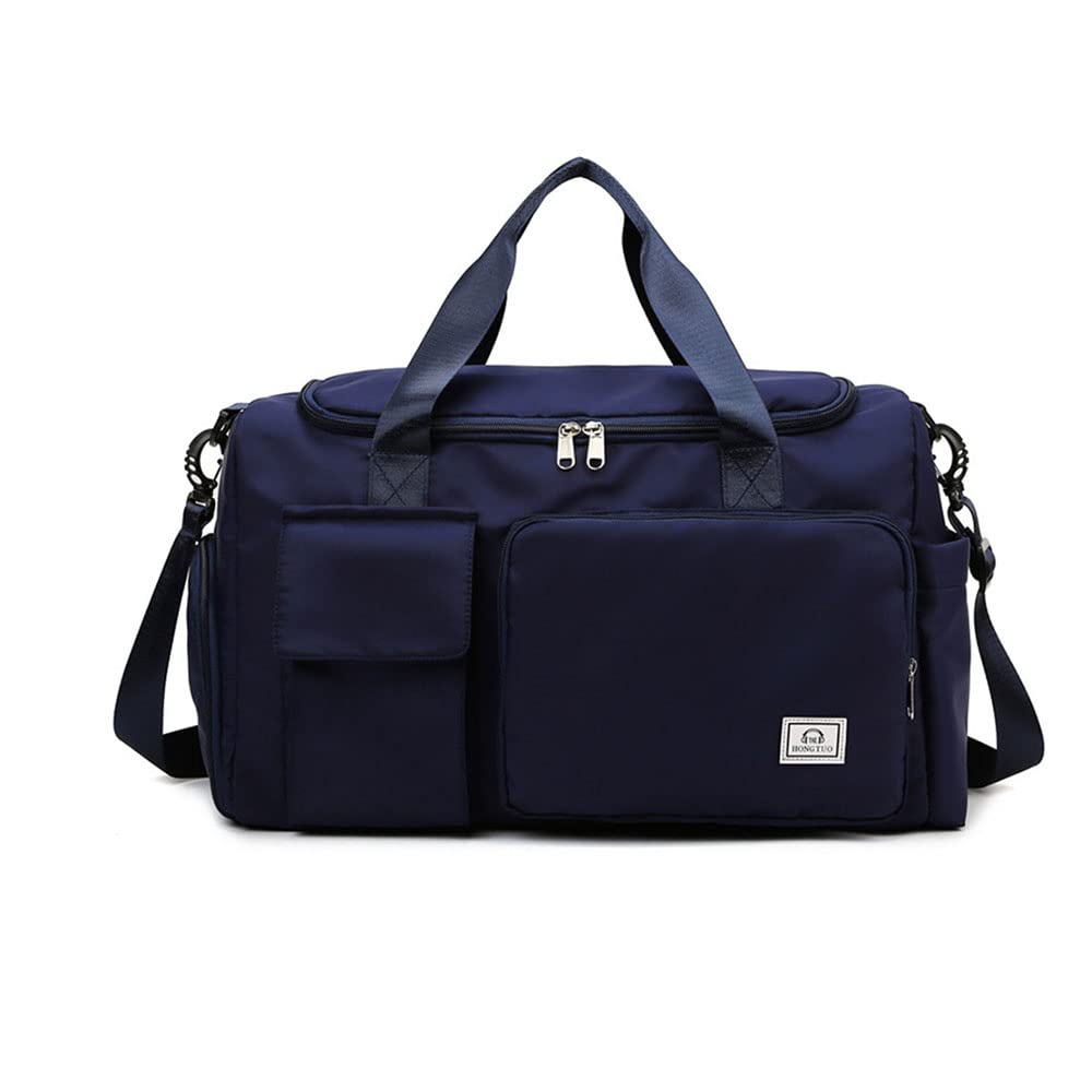 Hixingo Gym Bag with Shoe Compartment and Wet Pocket, Travel Duffle Bag for Men and Women 35L Waterproof Light Weight Sports Bags for Swimming Football Basketball (Navy blue,35L)