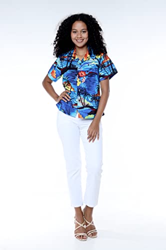 Image of Hawaii Hangover Family Matching Hawaiian Clothes, Sunset Blue | Family matching Hawaiian outfits, Sunset Blue, 100% cotton, machine washable, tropical floral print, luaus, cruises
