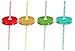 Set of Four (4) Regular Mouth Mason Jar Straw Lids with Straws (Solid)