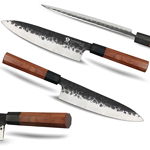 Wildmok Knife Block Set High Carbon 3 Layers 9Cr18Mov Clad Steel Forged 6 Piece Knife Set With Ash Wood Magnetic Knife Block #TOP2