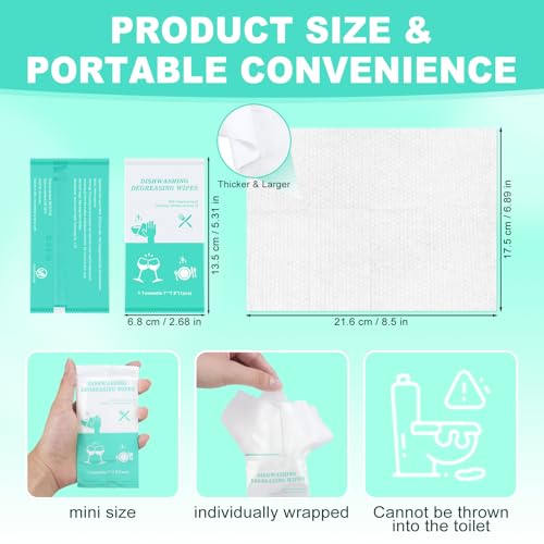 Image of twoworld 30 Disposable Dish Cleaning Wipes Individually Wrapped | Portable Dish Wipes for Washing Dishes No Water for Camping Travel Kitchen Outdoor