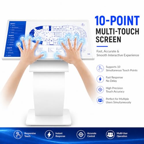 Image of 43 inch Touch Screen Kiosk, Windows11 System(8+128g), K-Style Stand Inquiry Machine, Human-Machine Interaction Smoothly for Mall Navigation /Self-Ordering /Advertising /Retail Store