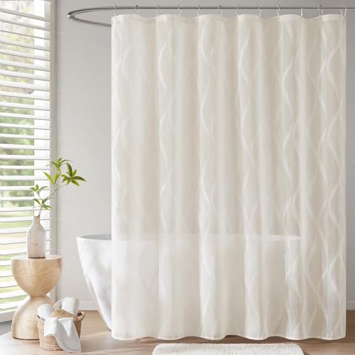 Madison Park Candice Sheer Shower Curtain, Lightweight Sheer Fabric with