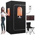 COSVALVE Portable Infrared Sauna for Home, Dry Sauna with 4 Heating Panels and Heated Foot Pad, 1 Person Infrared Sauna Tent Full Size, Remote Control, Indoor Home Spa, 35.4" x 35.4" x 71", Black
