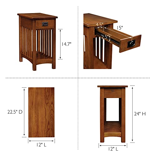 Leick Home 8202 Mission Impeccable End Table With Drawer, Made With Solid Wood, Narrow Side Table For Living Room thumb #1