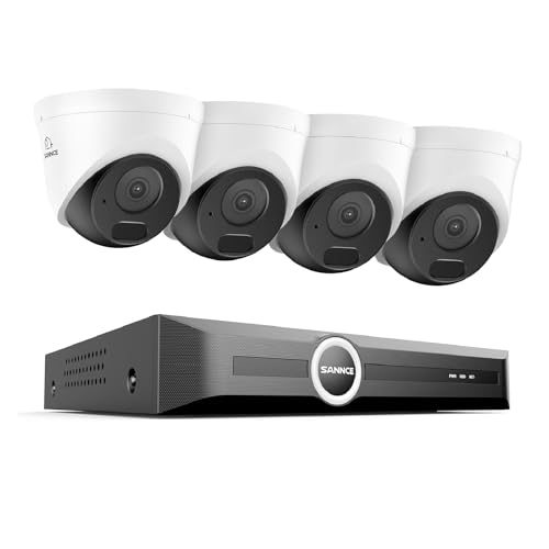 SANNCE 8CH POE CCTV Security Camera System 6MP Network Video Recorder PoE 8 Channel 4K NVR with 3MP Outdoor Home Security IP Cameras Human/Vehicle Detection (4 Cameras + NVR)