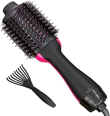 HERICAMI Professional Blowout Hair Dryer Brush Hot Air Brush & Volumizer 4 in 1 One-Step Round Blow Hair Brush Dryer Pink