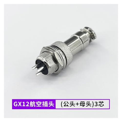Conector aviación metálico GX12-3core macho + hembra miniatura 2