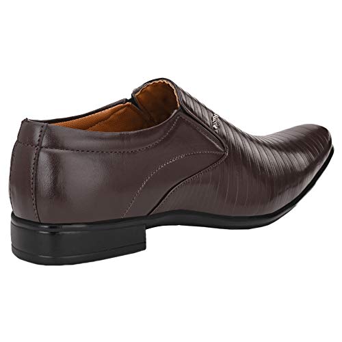 Image of Leatherkraft Striped Formal Slip-On Shoes