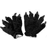 KEESIN Cosplay Tiertatzen -Greifer-Handhandschuhe , niedlich, entzückend, Unisex, Warm-Plüsch-Fantasie-Kostüm-Party Kigurumi Pet Panda Bear Cat Cartoon-Handschuhe für Frauen Männer (Schwarz)