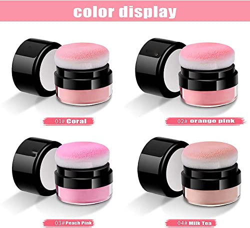 Easy-dab Air Cushion Cheek Blush,Loose Powder Blush Air Cushion Blush,Blush with Soft Mushroom Puff Long-wearing Matte Face Blusher Makeup (4PC) - Image 3