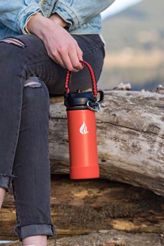 Hydro Cell Stainless Steel Triple Insulated Water Bottle, 2 Lids Metal Vacuum Flask With Modern Leakproof Sport Straw Design For Kids And Adults, Mandarin 18Oz #TOP6