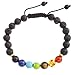 Jovivi 1pc 7 Chakra Healing Crystal Bracelet Lava Stone Diffuser Bracelet for Meditaion,Crystal Healing