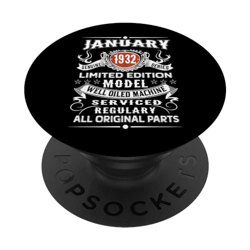 Vintage enero 1932 Edición Limitada 90 cumpleaños regalo hombres PopSockets PopGrip Intercambiable