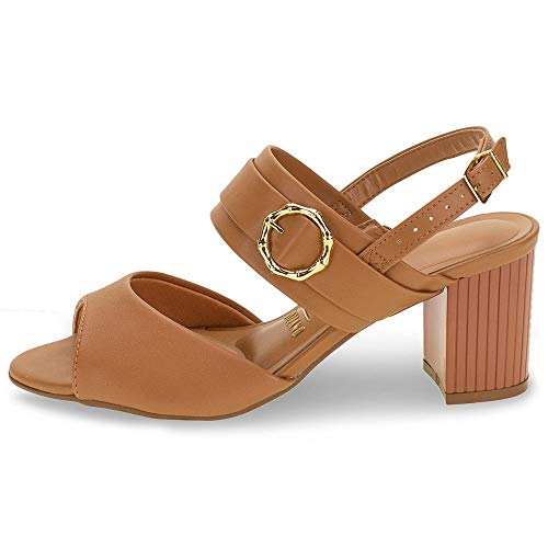 Sandália Feminina Salto Médio Vizzano Camel - 6375306