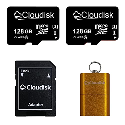 Image of Pack of 2 Micro SD Card 128GB Flash Memory Card Micro SDXC with SD Adapter and Card Reader, C10, A2, U3, UHS-I (128 GB)