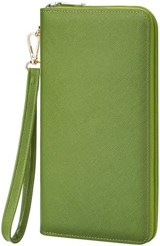 Chelmon Women's Vegan Leather Clutch Wallet with Zip, Hand Strap, Large Capacity