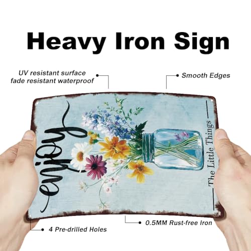 SUPERDANT Glass Bottle Flowers Metal Signs Bouquet Metal Tin Signs Enjoy The Little Things Metal Sign for Home Man Cave Garden Living Room Girl's Room Office Outside Wall Decoration - Image 3