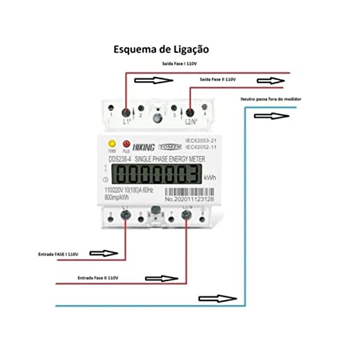 Medidor Consumo De Energia Digital Bifásico 110v 220v 100a