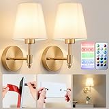 Nekhung Battery Operated Wall Sconces Set of Two, Wireless Battery Wall Light with 10000mAh RGB Dimmable Magnetic Bulb and Remote, Rechargeable Sconce Wall Decor for Bedroom Living Room Hallway